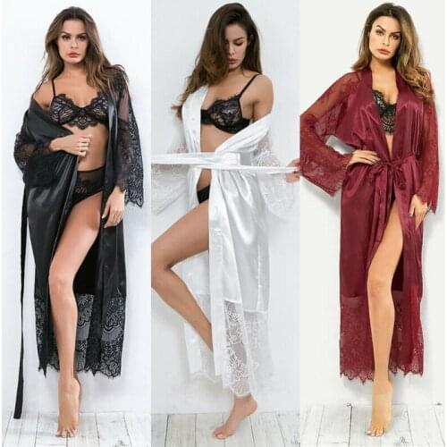 Silk long Wedding Bride Bridesmaid Robe Women Floral Bathrobe Kimono Robe Long Solid Color Robe Sets