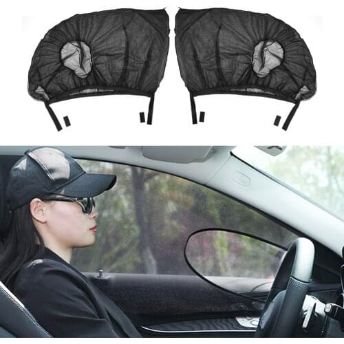 1 Pair Car Front Side Window Sunshade Breathable Mesh Anti Mosquito Sun Shade Screen Visor Double Layer Design Universal