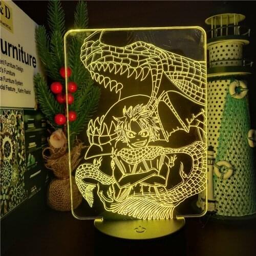 Anime Fairy Tail LED 3D Light Natsu Figure LED Night Light for Room USB Touch Sensor 3d Acrylic Table Desk Lamp Kids Manga Gifts