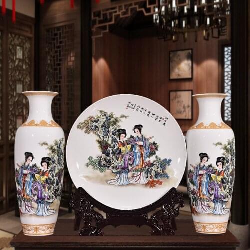 New Arrival Antique Jingdezhen Ceramic Vase Set Classical Chinese Traditional Handmade Eggshell Vase Flower Vases Porcelain Vase