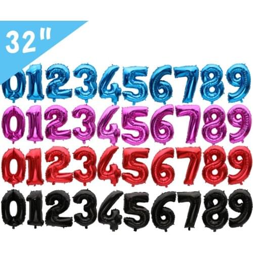 32 inch number balloon birthday party balloon childrens toy balloon black red number decoration aluminum foil balloon
