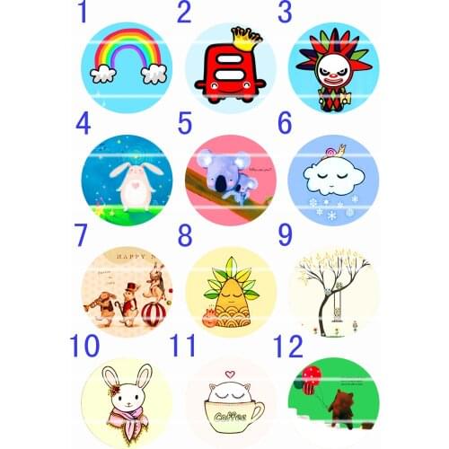 Handmade Colorful picture Round Glass Cabochons Refrigerator magnet for Necklace Decoration and Phone Chain Accessaries343