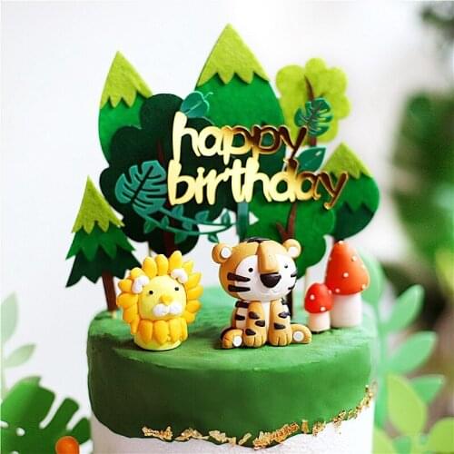 Animals Giraffe Lion Fox Decoration Monkey Cake Toppers for Childrens Day Party Baby Happy Birthday Supplies Lovely Gifts