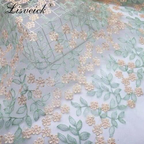 1meter 135cm New mesh lace embroidery leaf flower pattern embroidery fabric diy Womens skirt dress clothing fabric