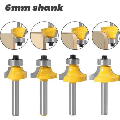 1PC 6MM Shank Milling Cutter Wood Carving Corner Round Over Router Bit with BearingMilling Cutter Wood Woodwork Tungsten Carbide
