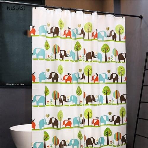 1pc Cartoon Elephant Print EVA Shower Curtain Waterproof Bath Curtains with Hooks Bathroom Accessories Curtain Home Decor