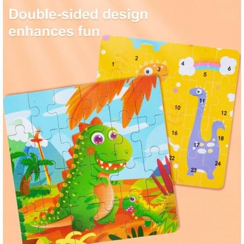 24Pcs/Set Creative Jigsaw Toy Animal Pattern Logical Thinking Training Density Board Assembled Jigsaw Puzzle Toy Birthday Gift
