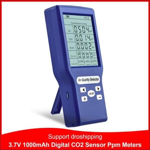 3.7V 1000mAh Digital CO2 Sensor Ppm Meters Air quality detector Carbon Dioxide Detector Gas Analyzer Monitor Gas Detector