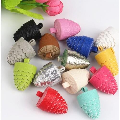 30pcs 35mm PU Faux Leather Tassel For Keychain Cellphone Straps Jewelry DIY Bag Pendant Charms Accessories