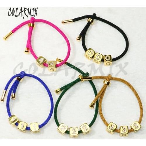 4 Pcs Cotton robe Chain Bracelet Cube charms Bracelet Bangle zircon charms elegant jewelry Bracelet gift for lady 50289