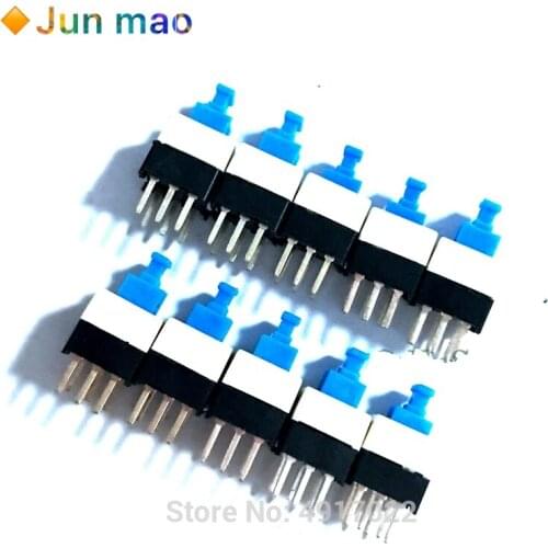 50PCS/Lot 8X8mm 8*8mm 6Pin Push Tactile Power Micro Switch Self lock On/Off button Latching switch Self locking 8*8 8x8 mm NEW