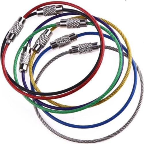 7pcs Mixed Colors Metal Stainless Steel Wire Ropes Carabiner Key Hanging Cables EDC Tool for Outdoor Activities