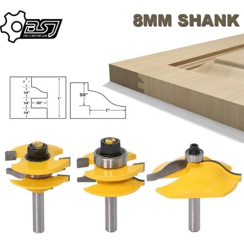 8mm Shank high quality Raised Panel Cabinet Door Router Bit Set - 3 Bit Ogee Woodworking cutter woodworking router bits