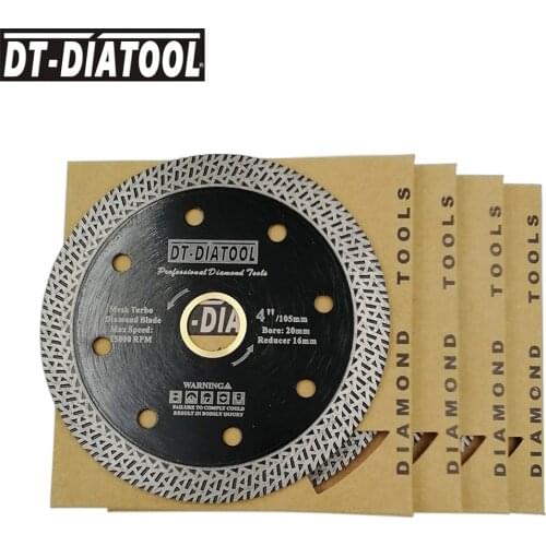 DT-DIATOOL 5pcs Dia 105mm/4inch Hot-pressed sintered Diamond Blade Mesh Turbo Cutting Disc Diamond Saw Blade For Tile Ceramic