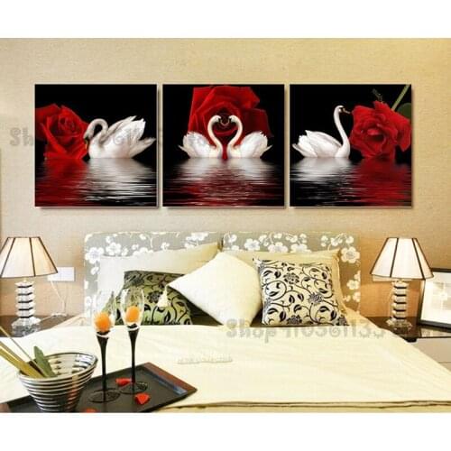 Diamond Embroidery,Round Diamond Living room bedroom red rose swan Full rhinestone Diamond painting cross stitch GG4700
