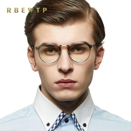 Anti Unisex Alloy Anti Blue Rays Goggles led Reading Glasses Radiation-resistant Round eye Glasses Computer Gaming Glasses Men