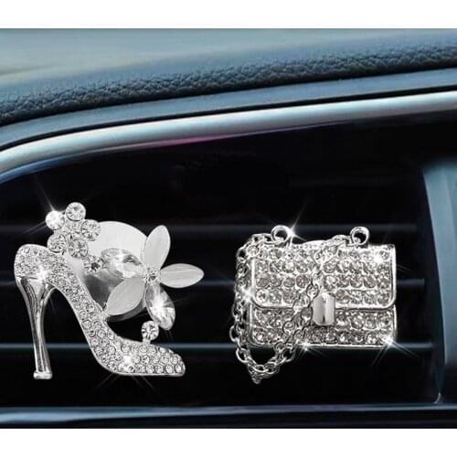 Car Air Freshener Auto Outlet Perfume Clip Car Decor Diamond high heel Car Scent Diffuser Bling Crystal Car Accessories Girls
