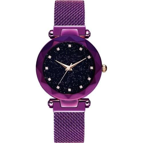 Purple Womens Watches Fine Luxurious Style Ladies Watch Fashion Casual Top Brand Design Quartz Clock Waterproof Blue Crystal A