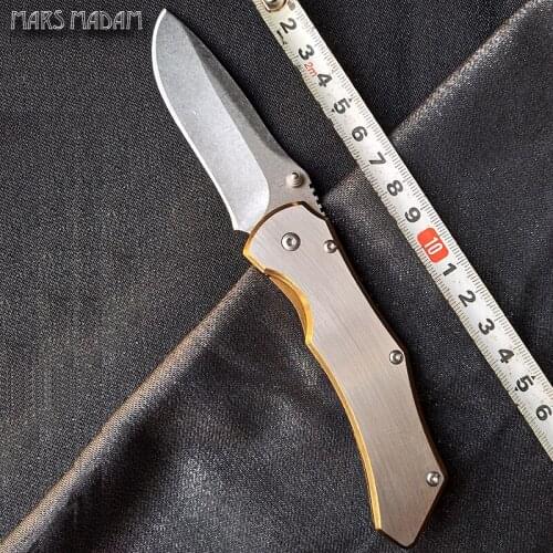 Cheap folding knife outdoor All stainless steel sharp knife Titanium gold plated survival Camping knife
