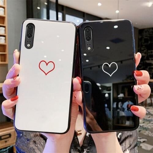 For OPPO R19 R17 R15 Pro R11 R9 Plus Case blank love Heart Hard Tempered glass soft Silicone Cover For oppo r15x r9s r11s plus