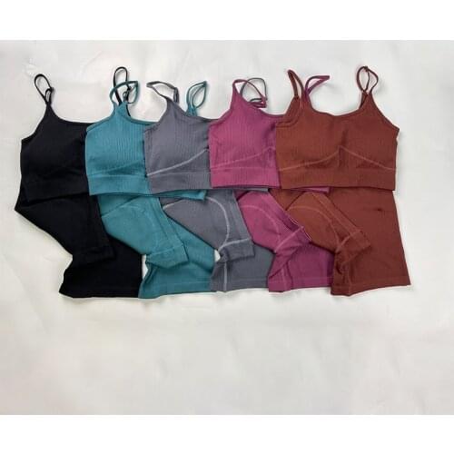 Breathable Seamless Yoga Sets Outdoor Sports Suits Women Gym Suits Sexy Backless Fitness Bra High Waist Peach Hips Shorts