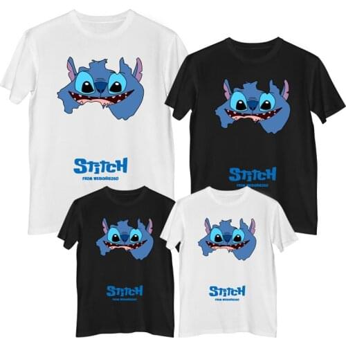 Disney Lilo & Stitch T-shirt Comfortable 100% cotton Fashion clothes for teens mommy and me clothes Daddy Children clothes