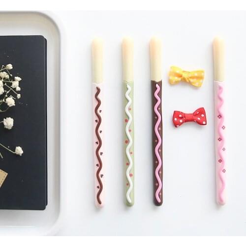 6 pcs Chocolate stick lapices gel pen Sweet 0.38mm black gel-ink pens Stationery Caneta Office material school supplies A6810