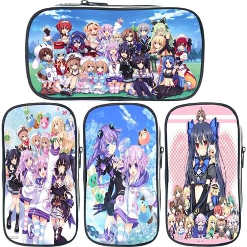 Hyperdimension Neptunia Anime Pencil Bag Students Cartoon Pencil Case Children Kawaii Stationery Bag Girls Pen Bag Makeup box
