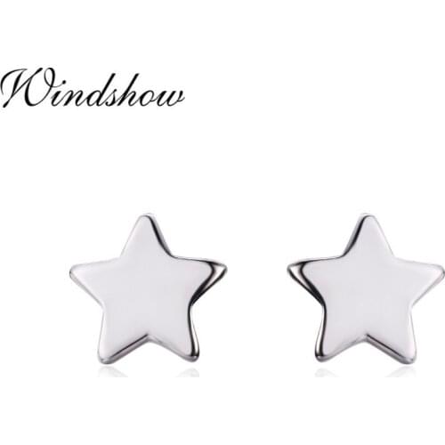 Slim Cute 925 Sterling Silver Five Point Star Stud Earrings For Women Girls Toddlers Girls Kids Jewelry Orecchini Aros Aretes