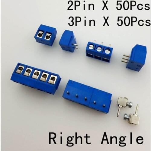 China factory sell 100pcs 50pcs 2pin + 50pcs 3pin PCB Screw Teminal Block right angle 5.0mm pitch terminal block