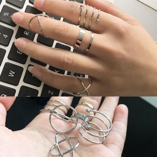 6pcs/set Korean Simplicity Ring For Women Simple Pop Jewelry 2021 Fashion Gold Rings Women Wholesale