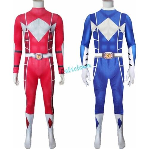 Adult Kids Mighty Morphin Power Costume Boys Mystic Force Superhero Red Ranger Party Cosplay Carnival Halloween Suit Jumpsuit