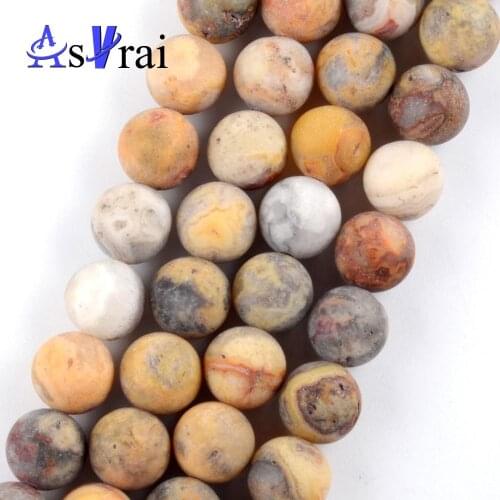 Natural Dull Polish Matte Crazy Agates Stone Round Beads For Jewelry Making 4mm-10mm Spacer Loose Beads Diy Bracelets Strand 15"