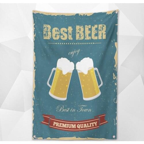 BEST BEER Shabby Retro Banner Wall Art Bar Winery Home Decor Beer Day Poster Hanging Chart Flag Tapestry with 4 Metal Grommets