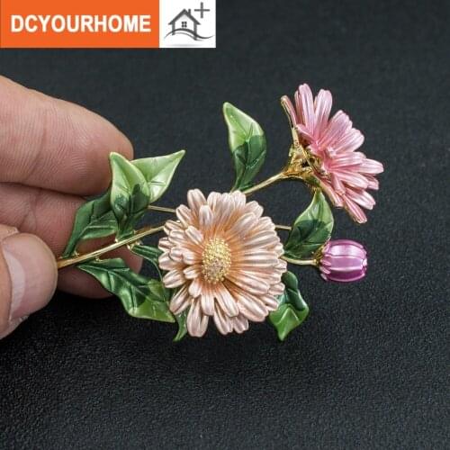 Fashion Beautiful 3 Colors Enamel Daisy Chrysanthemum Flower Brooch Pin Broach For Woman Jewelry