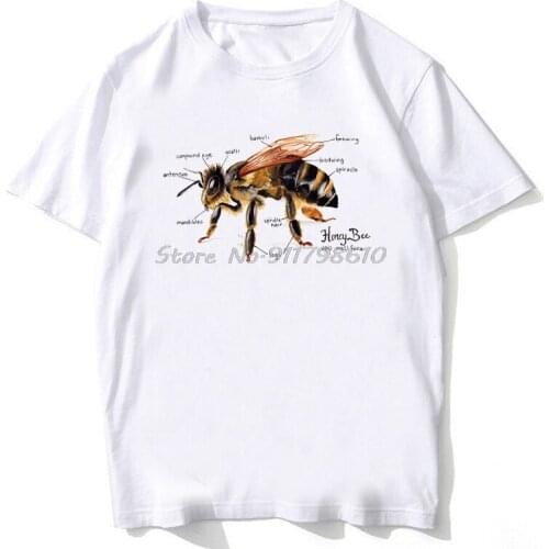 New Summer Mens Short Sleeve Honey Bee Anatomy Chart Print T-Shirt Funny Casual Tops Harajuku Cartoon Design Hip Hop Boy Tees