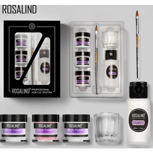 ROSALIND Acrylic Powder Set Dipping Carve Crystal Powder Gel For Nail Extension Builder Tools Manicure Set Acrylic Nail Kit