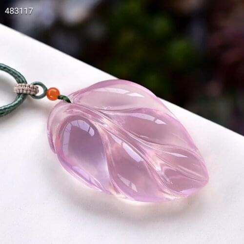 Natural Pink Rose Quartz Star Light Leaf Carved Pendant Necklace 64*43*16mm From Mozambique Women Men Certificate AAAAA