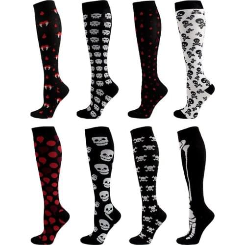 2021 Novelty Skull Compression Socks Men Women Original Design Hip-Hop Trend Over-Knee Socks Happy Funny Nylon Sports Socks Gift
