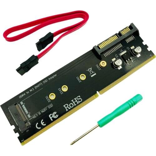 DDR4 to M.2 SATA Adapter Riser Memory DDR4 DIMM to M.2 NGFF SSD B Key 15Pin Power 7pin SATA Port to Motherboard 2230-2280 M2 SSD