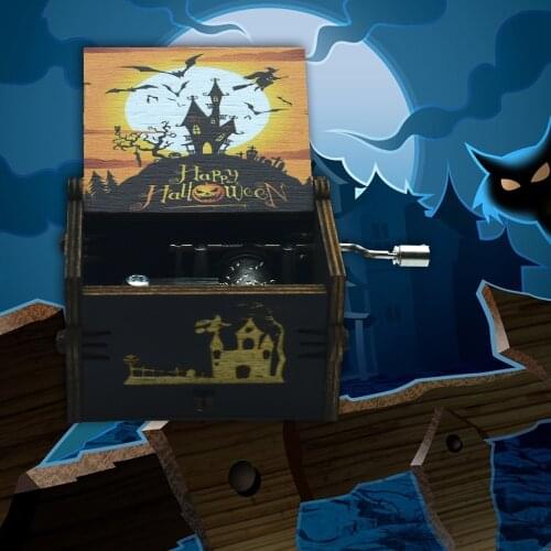 Halloween Gift Black Handmade Music Box Holiday Gift Art Craft Send To Friends