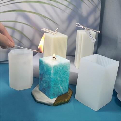 Simple Fine Grained Rectangular Candle Silicone Mold Scented Handmade Wax Resin Mold Diy Craft Candle Soap Making Home Decor