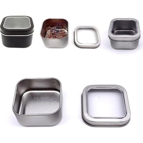 1Pc Silver Blank Jewelry Storage Case Clear Window Top Metal Tin Can Box Crafts Box For Home Storage Dampproof Containers 2021