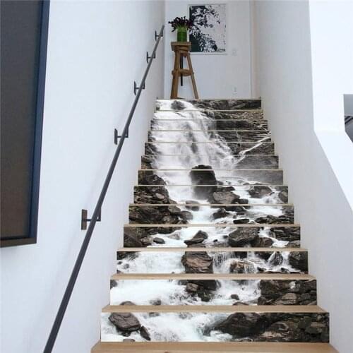 PVC wallpaper alpine waterfall simple 13 pieces of DIY stair stickers, step stickers wall stickers