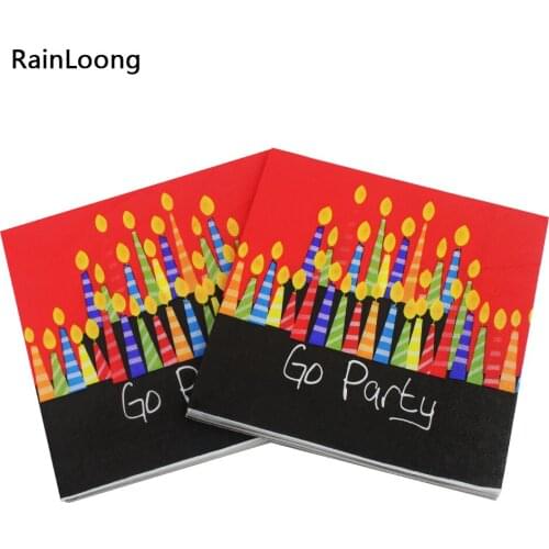 [RainLoong] Candy Go Party Paper Napkin Printed Feature Event & Party Tissue Decoration Servilleta 33cm*33cm 1 pack (20pcs/pack)