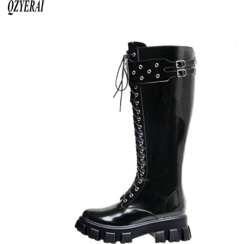New winter style Knee high boots Genuine leather Women boots warm Motorcycle boots outdoor snow boots cowhide Women shoes