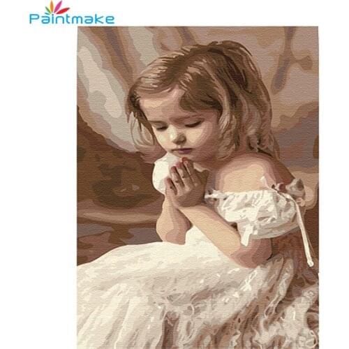 Paintmake Portrait DIY Paint By Numbers Drawing Kits Paint On Canvas Angle Home Art Decoration Paintings For Kids Adult
