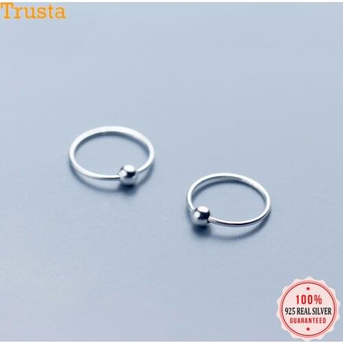 Trusta 2Pcs 925 Sterling Sliver Hoop Earrings Jewelry Fashion Cute for Girls Teens Ear Piercing Tragus Helix Cartilage DS1310