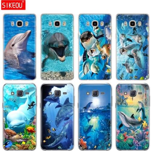 Silicone cover phone case for Samsung Galaxy J1 J2 J3 J5 J7 MINI 2016 2015 prime ocean dolphin Dance And Jumping