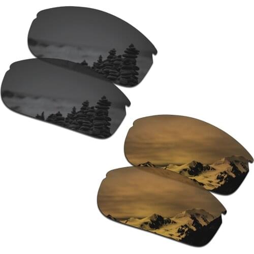 SmartVLT 2 Pairs Polarized Sunglasses Replacement Lenses for Oakley Commit SQ Stealth Black and Bronze Gold